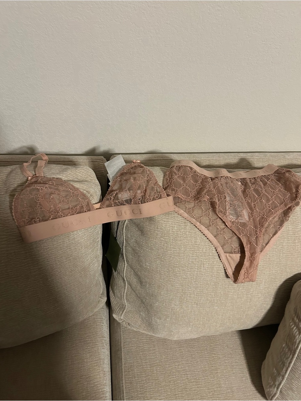 Gucci Lace Bralette and Bikini Set - Blush Pink